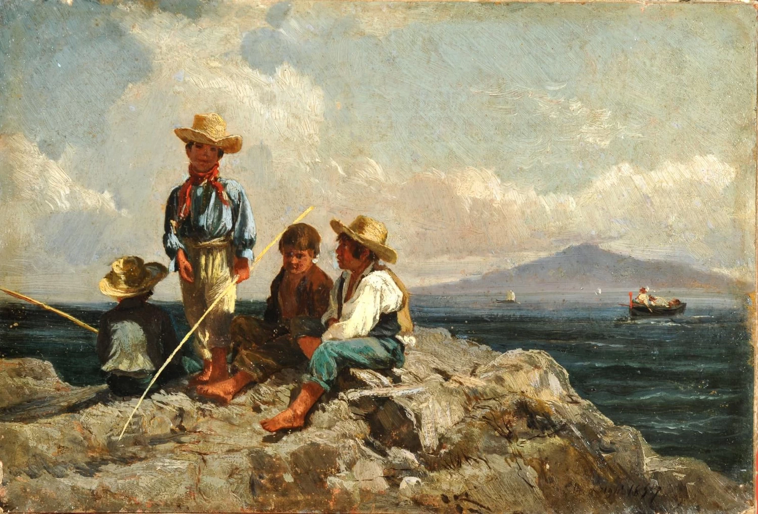 Giovani pescatori sugli scogli